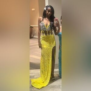Stunning Yellow Sequin Prom dress